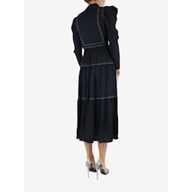 Ulla Johnson-Black long-sleeved contrast stitching midi dress - size US 0-Black