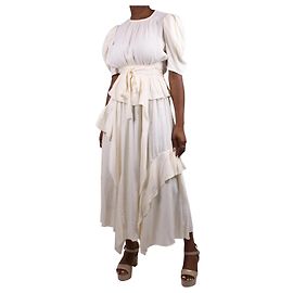 Ulla Johnson Cremefarbenes Kurzarmkleid – Größe US 8 Roh