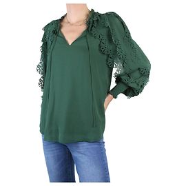 See by Chloé Grüne Langarm-Rüschenbluse – Größe FR 38 Andere