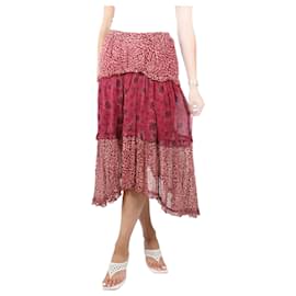 Ba&Sh-Red floral printed midi skirt - size XS-Red