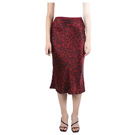 Anine Bing Falda midi de seda con estampado animal rojo - talla XS Roja