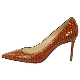 Christian Louboutin Orange croc leather pointed toe heels - size EU 37.5 Orange