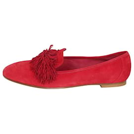 Aquazzura-Red suede loafers - size 37.5-Red