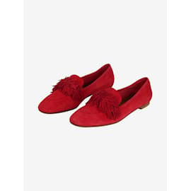 Aquazzura-Red suede loafers - size 37.5-Red