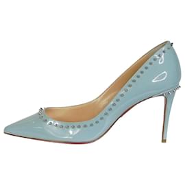 Christian Louboutin-Blue stud embellished pointed-toe heels - size EU 37-Blue