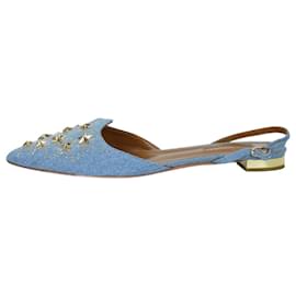 Aquazzura-Blue denim sling-back sandals - size EU 38-Blue