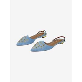 Aquazzura-Blue denim sling-back sandals - size EU 38-Blue
