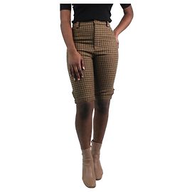 Saint Laurent Shorts xadrez de lã marrom - tamanho FR 38 Marrom