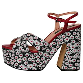 Rochas-Black floral platform sandal heels - size EU 37-Black