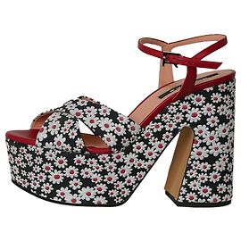 Rochas Schwarze Plateau-Sandalen mit Blumenmuster – Größe EU 37 Schwarz