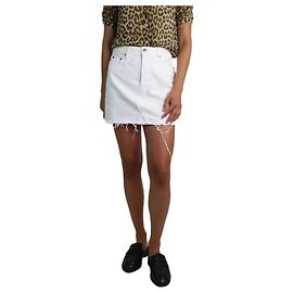 Re/Done Mini jupe en jean effilochée blanche - taille W26 Blanc