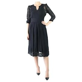 Isabel Marant-Vestido midi bordado negro - talla UK 8-Negro