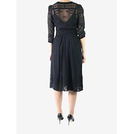 Isabel Marant-Vestido midi bordado negro - talla UK 8-Negro