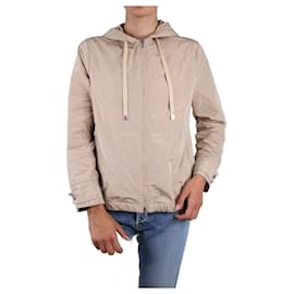 Peserico-Cream hooded ultra light jacket - size UK 8-Cream