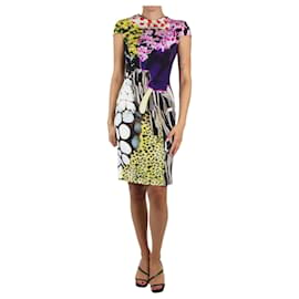 Mary Katrantzou-Mehrfarbiges Seidenkleid mit Blumendruck – Größe UK 8-Mehrfarben