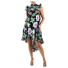 Andrew GN-Schwarzes asymmetrisches Kleid mit Rüschen und Blumenmuster – Größe FR 36-Schwarz
