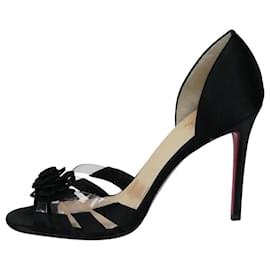 Christian Louboutin-Black floral embellished sandal heels - size EU 41-Black