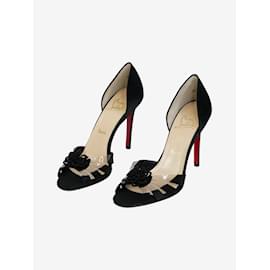 Christian Louboutin-Black floral embellished sandal heels - size EU 41-Black