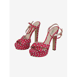 Miu Miu Polka Dot Platform High Sandals Pink