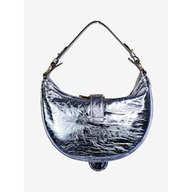 Versace-Petit sac Hobo bleu métallisé Repeat-Bleu
