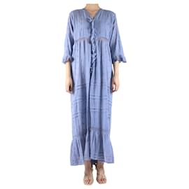 Autre Marque-Blue embroidered ruffle maxi dress - size S-Blue