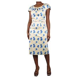 Autre Marque-Yellow floral dress with belt - size US 10-Yellow