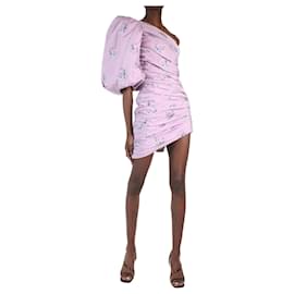Autre Marque-Vestido mini morado con drapeado abullonado y estampado floral - talla IT 40-Púrpura