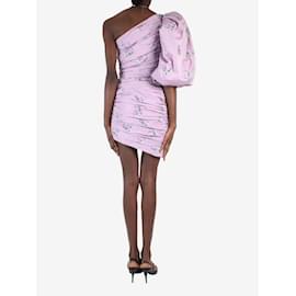 Autre Marque-Mini-robe violette à imprimé floral et drapé bouffant - taille IT 40-Violet