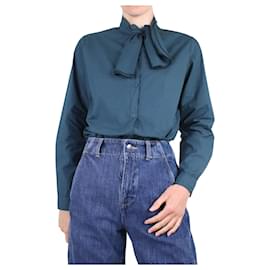 Autre Marque-Camisa algodón cuello lazo azul - talla UK 10-Azul