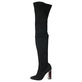 Christian Dior Black above-the-knee suede boots - size EU 37 Black