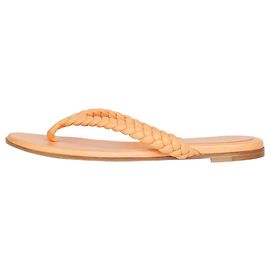 Gianvito Rossi Orange leather braided thong sandals - size EU 38 Orange