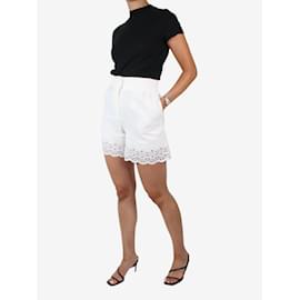 Sandro-White embroidered cut-out detail shorts - size FR 38-White
