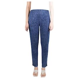 Pleats Please-Pantalon plissé bleu aspect denim - Taille Taille de la marque 5-Bleu