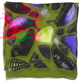 Alexander Mcqueen-Red butterfly printed scarf-Red