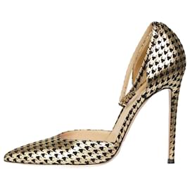 Gianvito Rossi-Sapatos houndstooth dourados - tamanho UE 39-Dourado