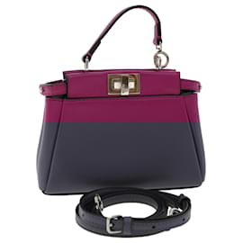 Fendi-FENDI Sac à Bandoulière Cuir Rose Auth 47385-Rose