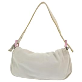 Fendi-FENDI Borsa a spalla Mamma Baguette Cotone Bianco Auth 47107-Bianco