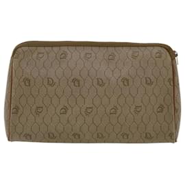 Christian Dior-Christian Dior Honeycomb Canvas Clutch Bag PVC Leather Beige Auth ar9839-Beige