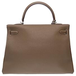 Hermès-Hermes Kelly bag 35 in Etoupe Leather - 101313-Taupe
