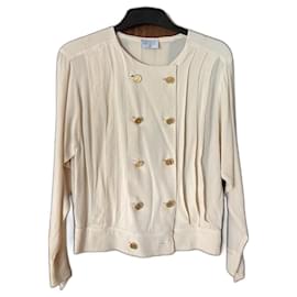 Chanel-Vintage Creme silk blouse-Cream