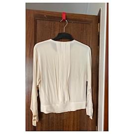 Chanel-Blusa vintage de seda creme-Creme