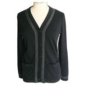 CHANEL Gilet coton marine TXS TBE Bleu Marine