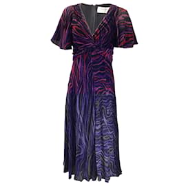 Prabal Gurung-Prabal Gurung Purple Multi Twist Front Velvet Midi Dress-Purple