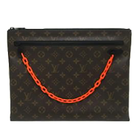 Louis Vuitton LOUIS VUITTON Clutch Bag Monogram Pochette A4 Canvas Brown x  Orange Men's M44484