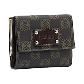 Loewe-Anagram Print Compact Wallet-Brown