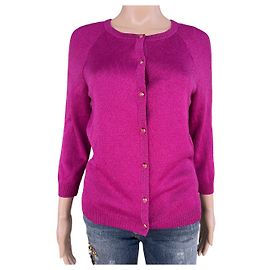 Autre Marque Pull St John Knits Freesia Shimmer Rose en Laine Rose