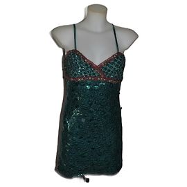 Pinko Kleid mit Pailletten Dunkelgrün