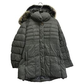 ****BALMAIN Blue Fox Fur Down Coat Grey