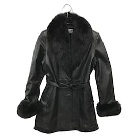 Balmain-****BALMAIN Manteau en cuir de mouton noir-Noir