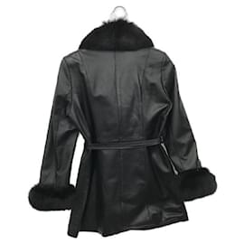 Balmain-****BALMAIN Black Sheepskin Leather Coat-Black